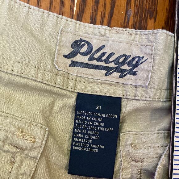 Plugg Cargo Shorts Mens 31 Brown Baggy Streetwear Skater Grunge Y2K Flex 2000s - Picture 3 of 10